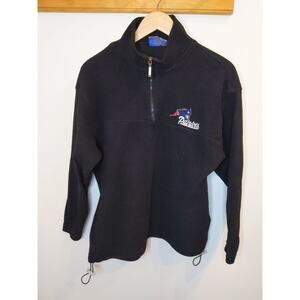 Vintage NEW ENGLAND PATRIOTS Black Fleece Pullover XL 1/4 Zip 90s NFL Retro